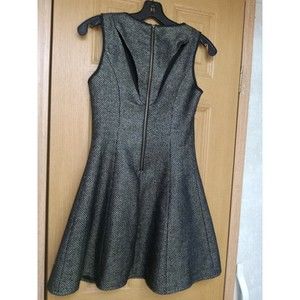 Made For Impulse Metallic Knit Jacquard Sleeveless Sheath Dress Black Gold XS